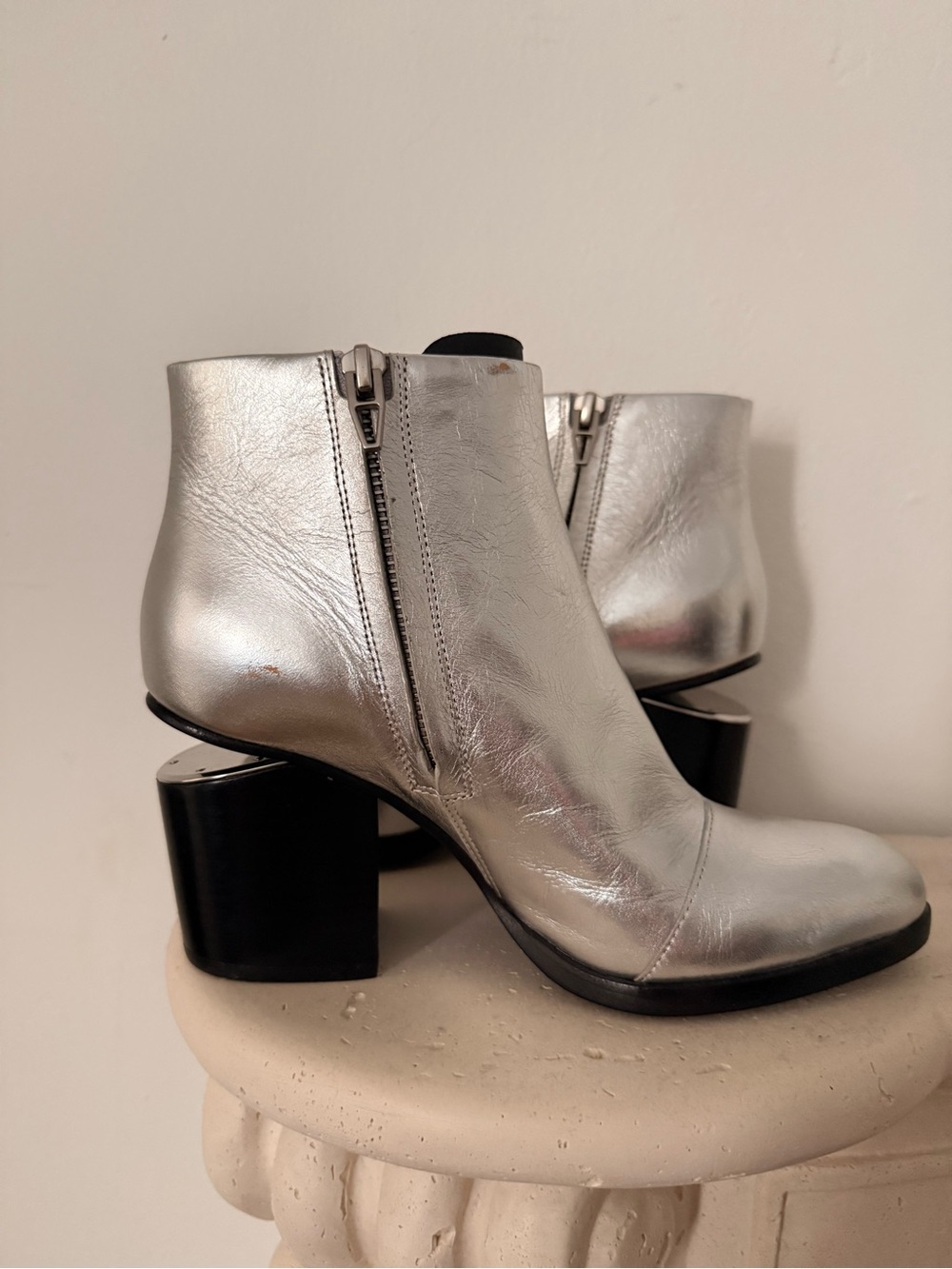 Alexander Wang Gabi silver ankle boots, size 36.5 (US6.5)